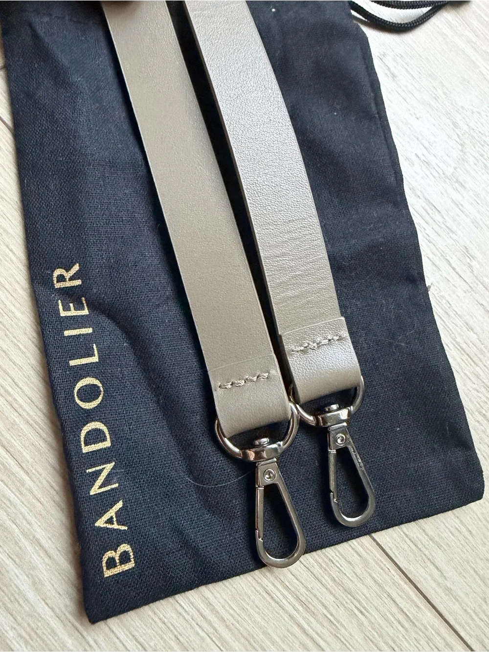 BANDOLIER Hailey Phone Case Strap Warm Gray Antique Silver hardware iPhone 17